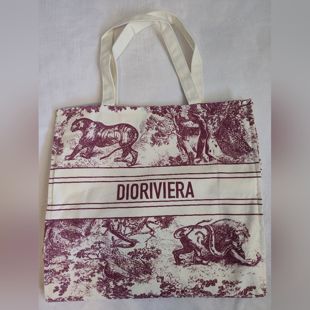 DIOR Dioriviera Burgundy Toile de Jouy Tote NIP Christian Dior Exclusive